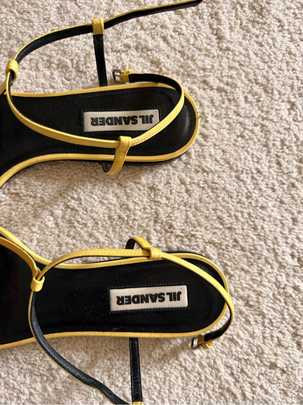 Pale yellow Jil Sander cage sandals